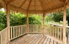 Inside of wooden gazebo under construction